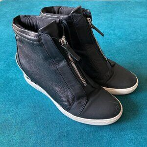 Donna Karan DKNY Women's Black White Wedge Bootie Sneakers Size 9.5